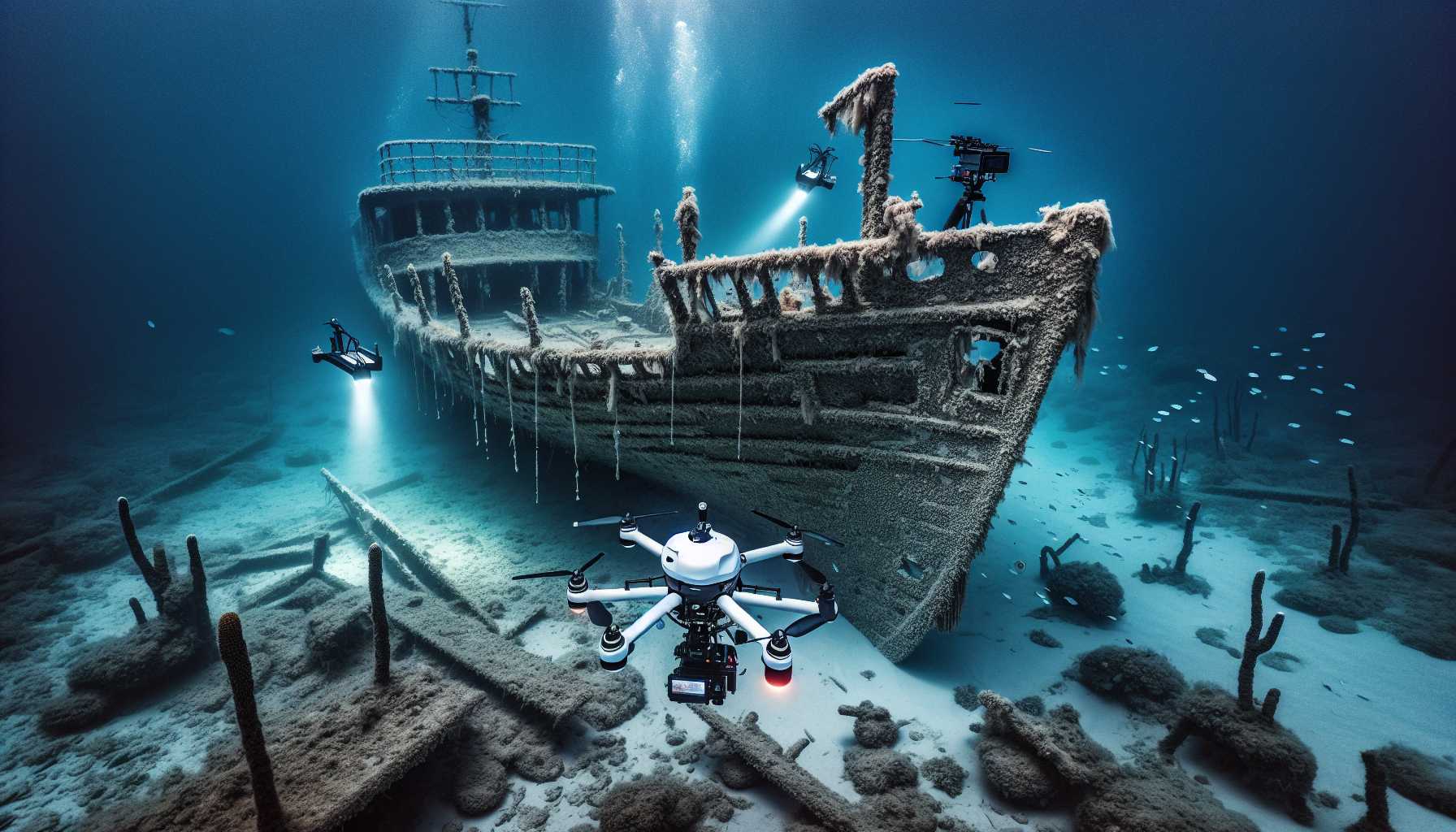 Underwater drone mapping survey a shipwreck in detail