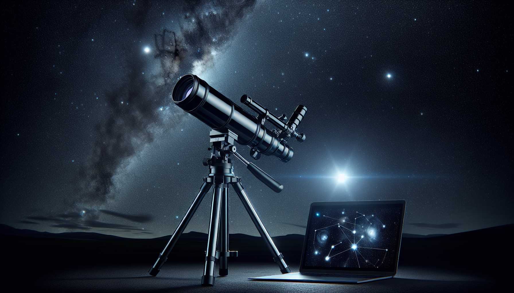 A compact smart telescope capturing images of celestial bodies at night