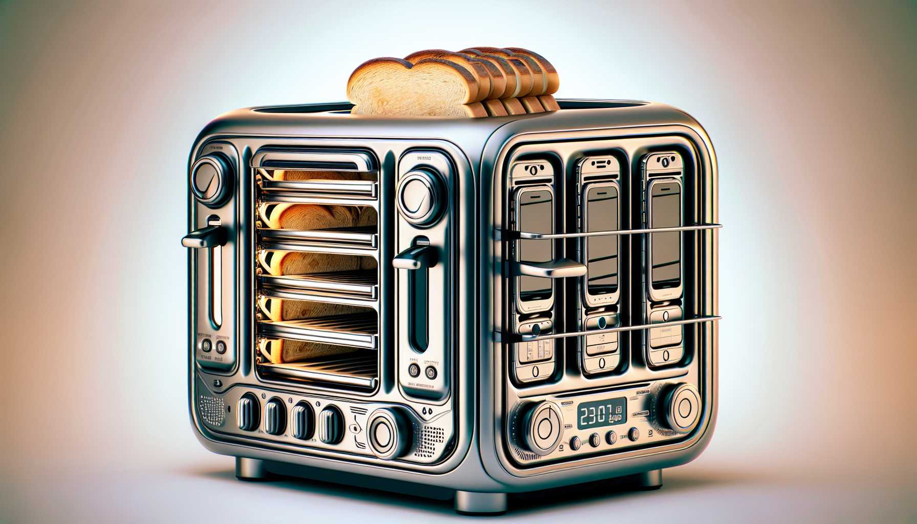 Presto system by Apple resembling a toaster oven updating iPhones