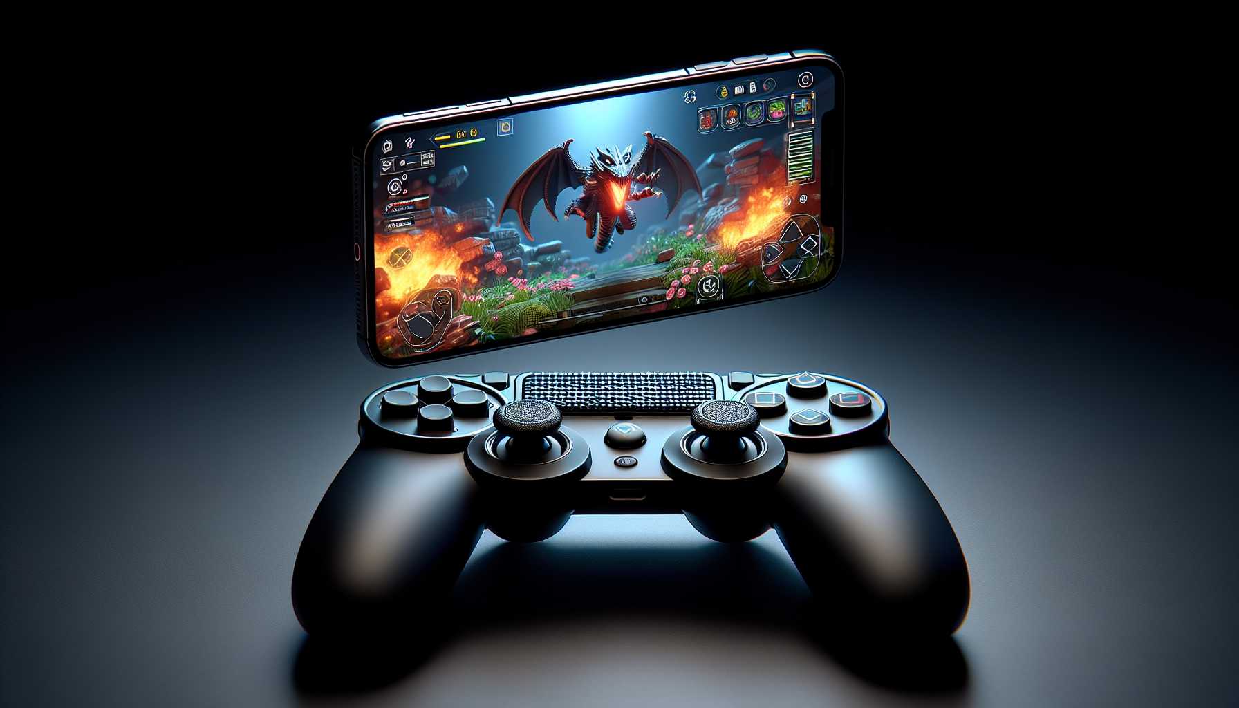 Mobile gaming controller attached to a smartphone