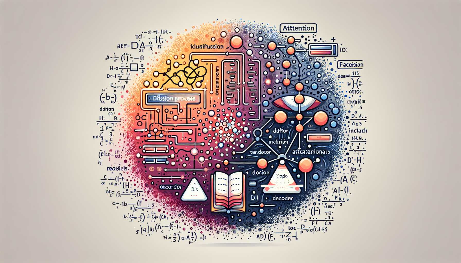 a visual representation of diffusion processes and transformers in AI