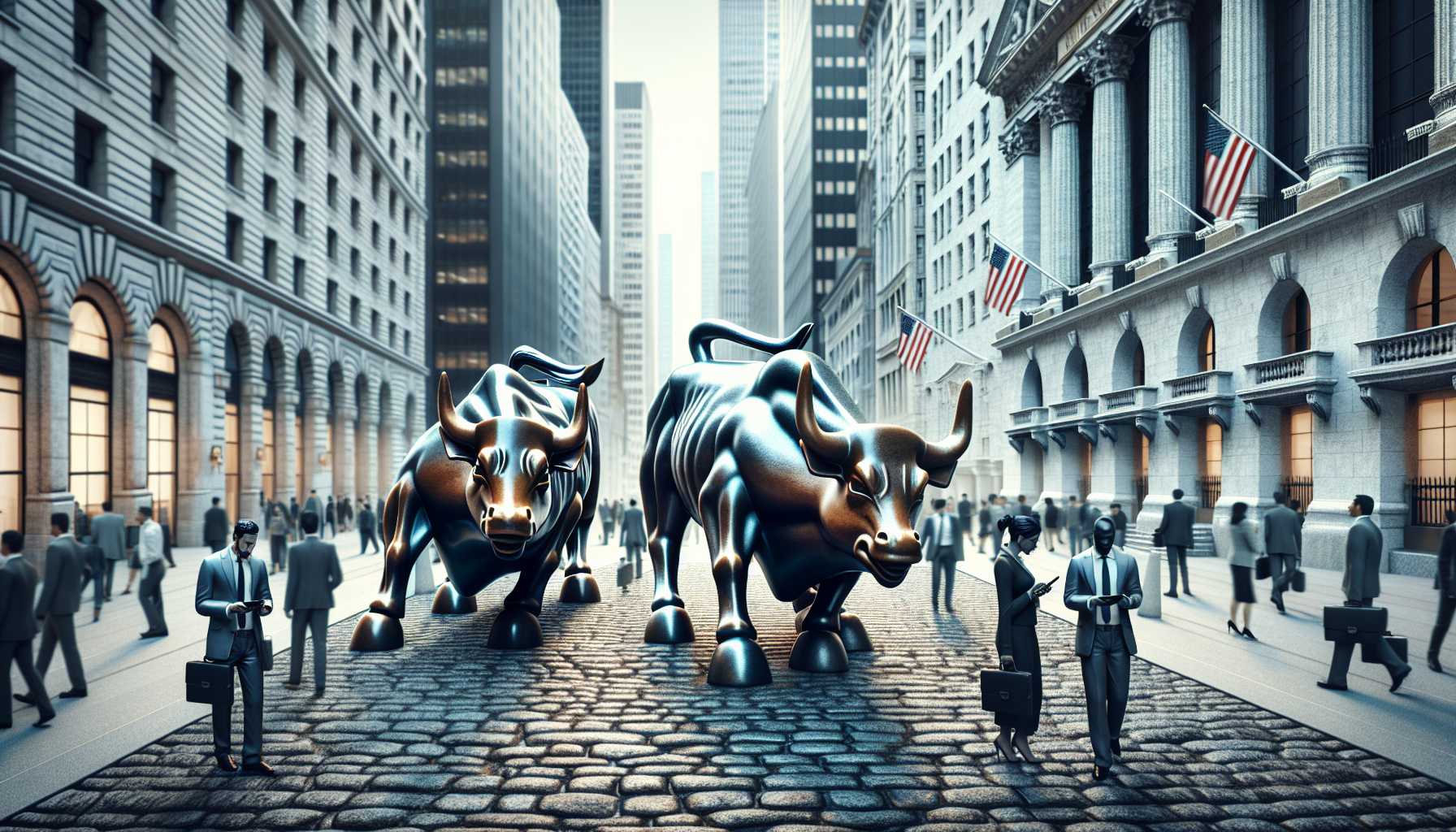 Wall Street signs with bear and bull symbols