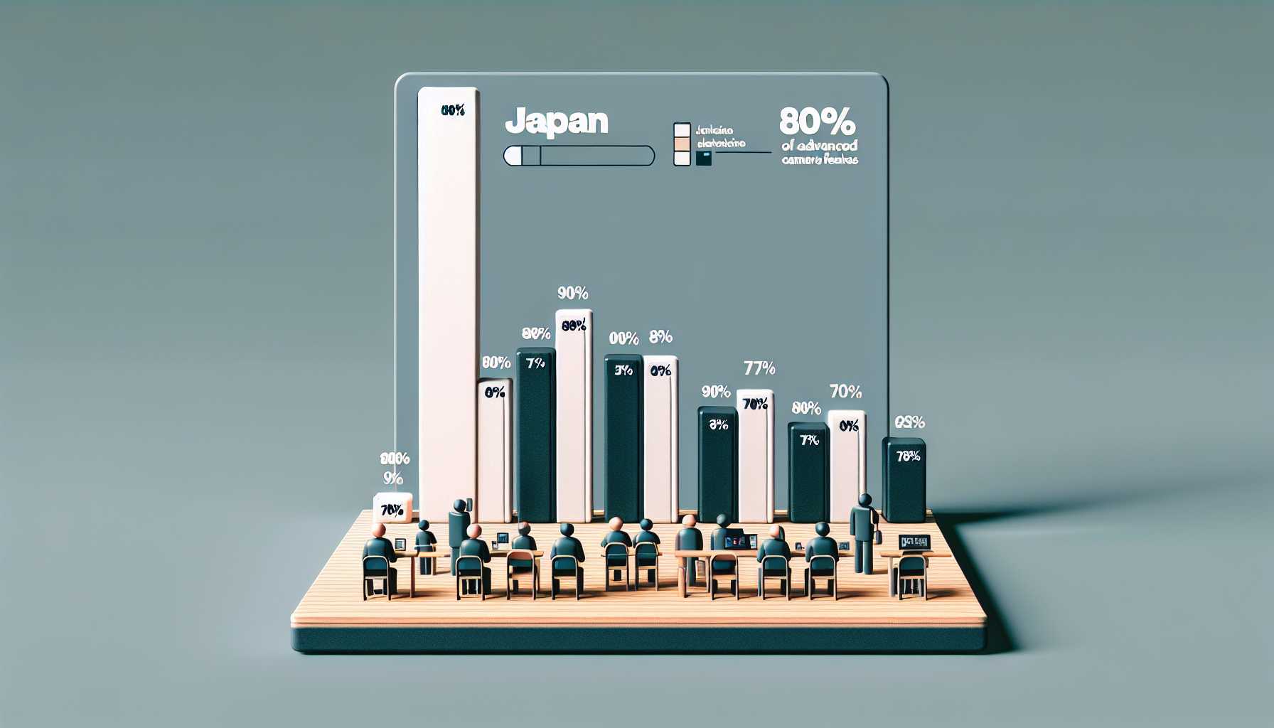 a graph showing that 80% of smartphone users in Japan have devices with advanced camera features