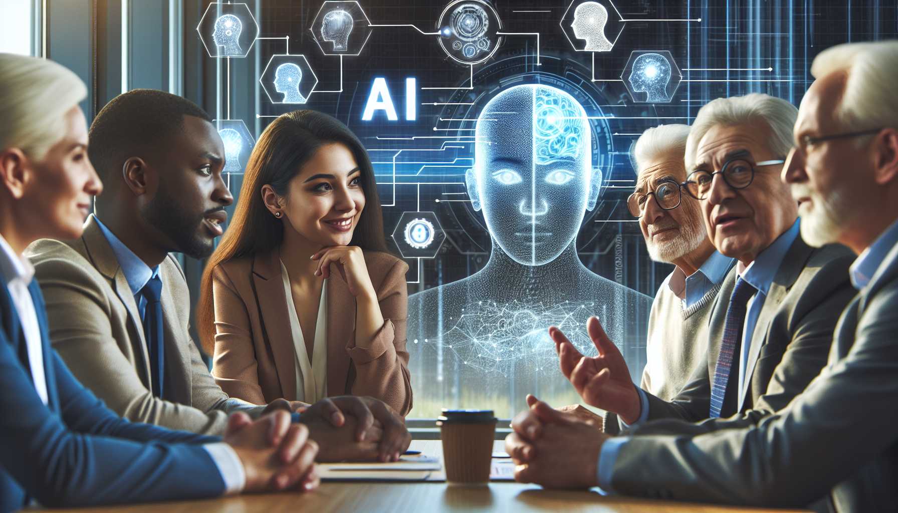 group of skeptics and optimists discussing artificial intelligence