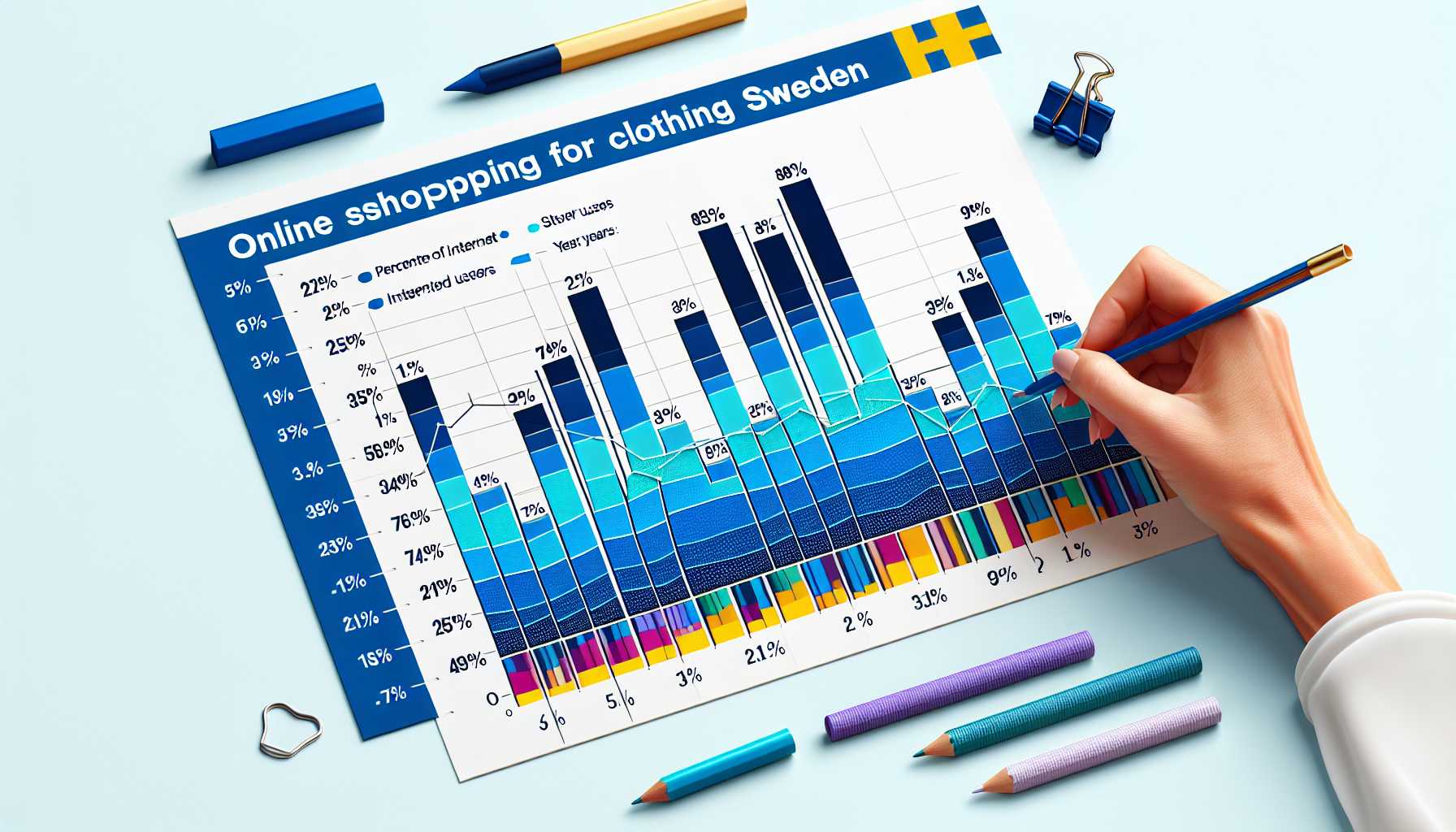Graph showing the percentage of internet users in Sweden who shop online for clothing