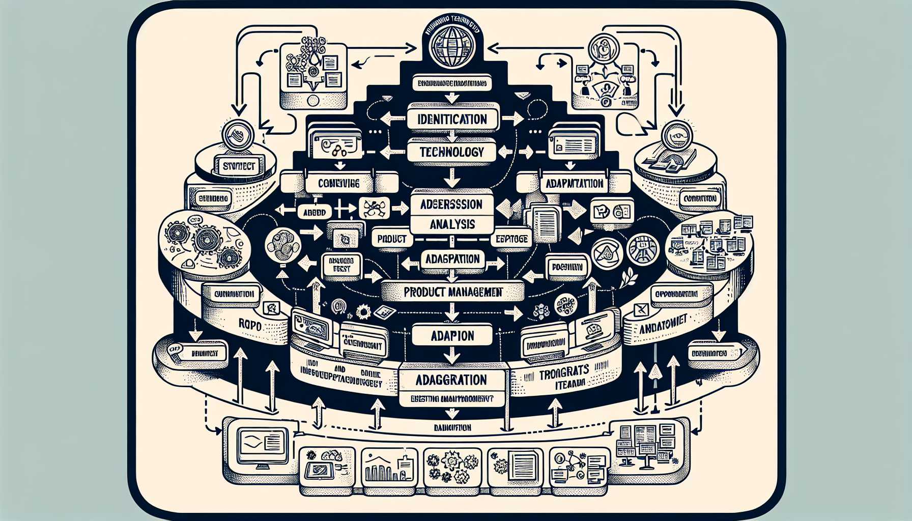 organigram of emerging technology integration into a product management framework