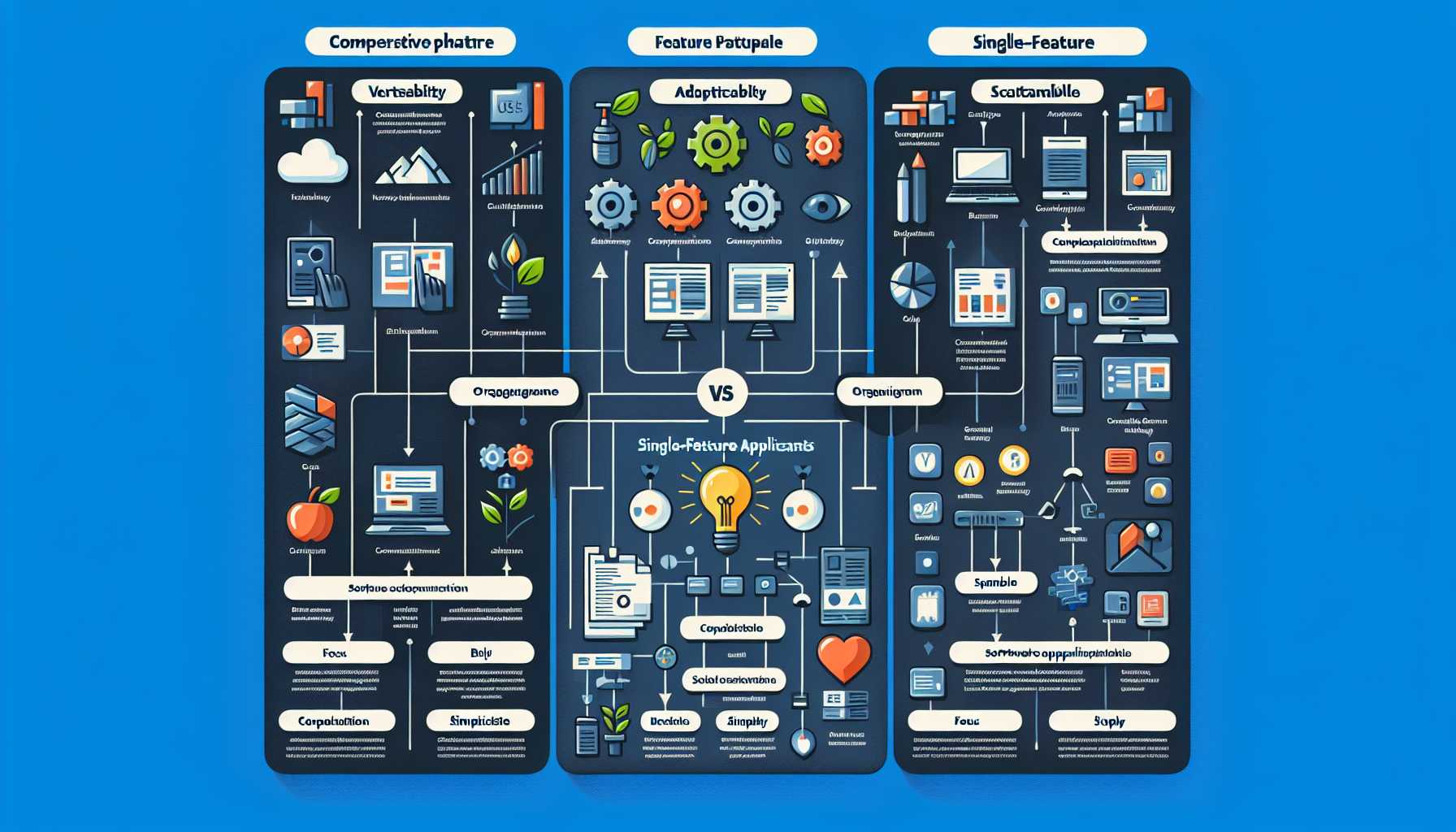 organigram contrasting platform-based products with single-feature apps