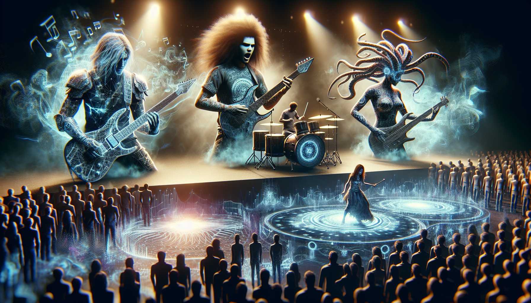Metaverse musicians performing with avatars