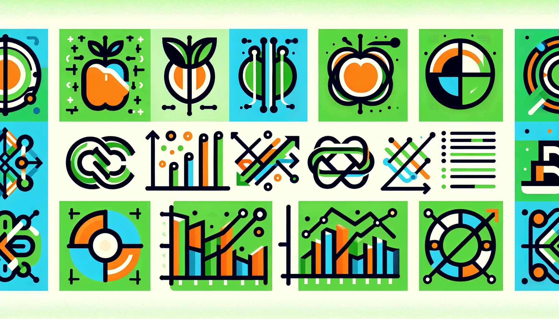 Collage of Nvidia, Intel, Apple and Meta logos with diverse financial graphs