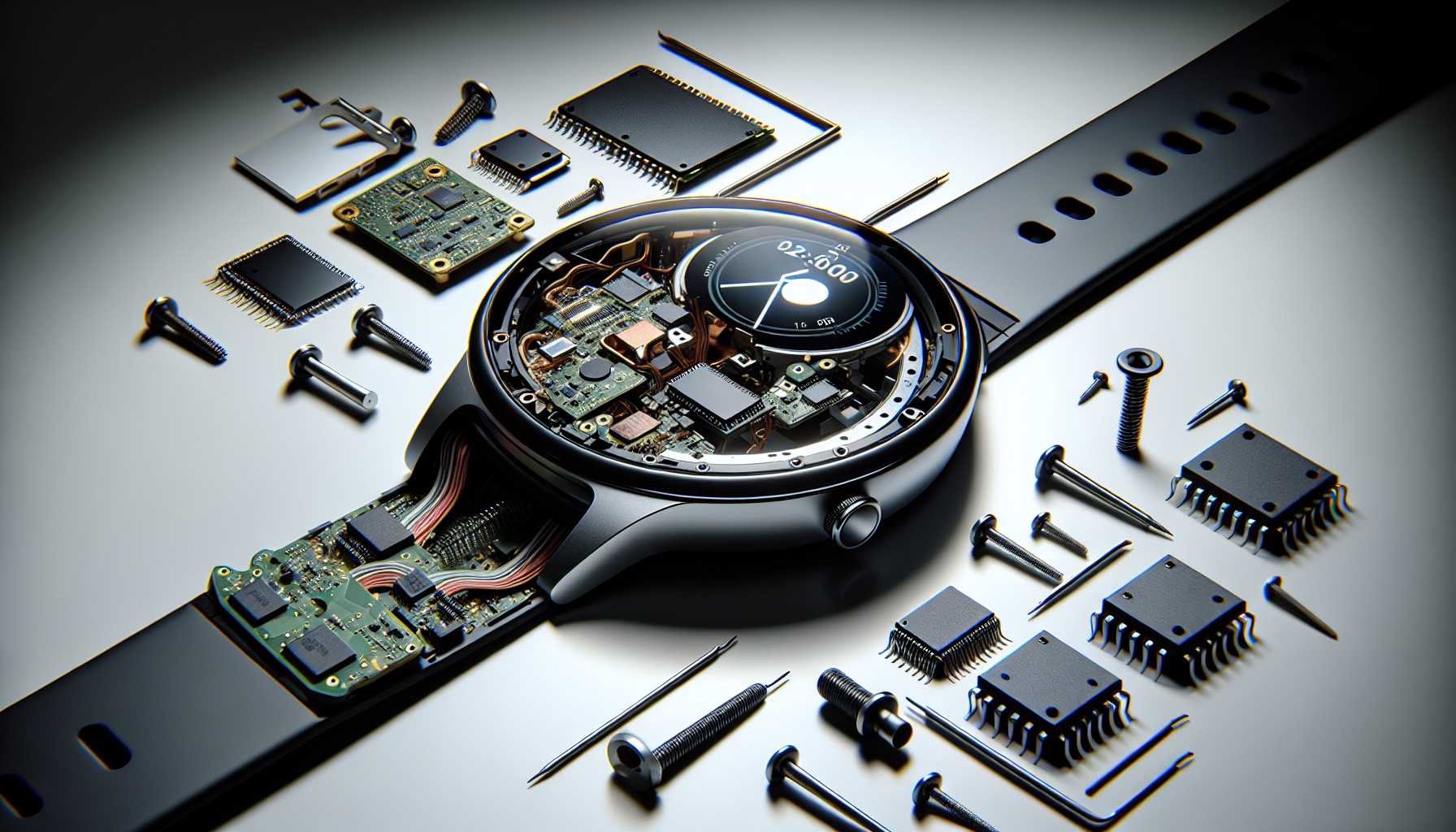 dismantled high tech smartwatch display