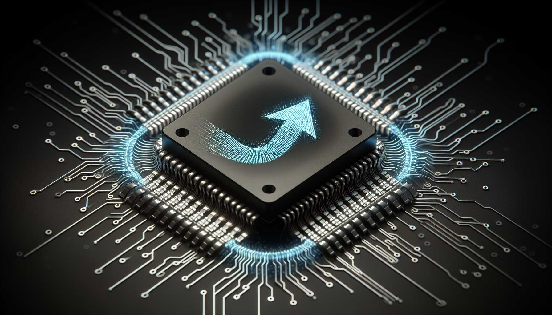 a conceptual image of a microchip with the Intel logo signaling a pivot or shift