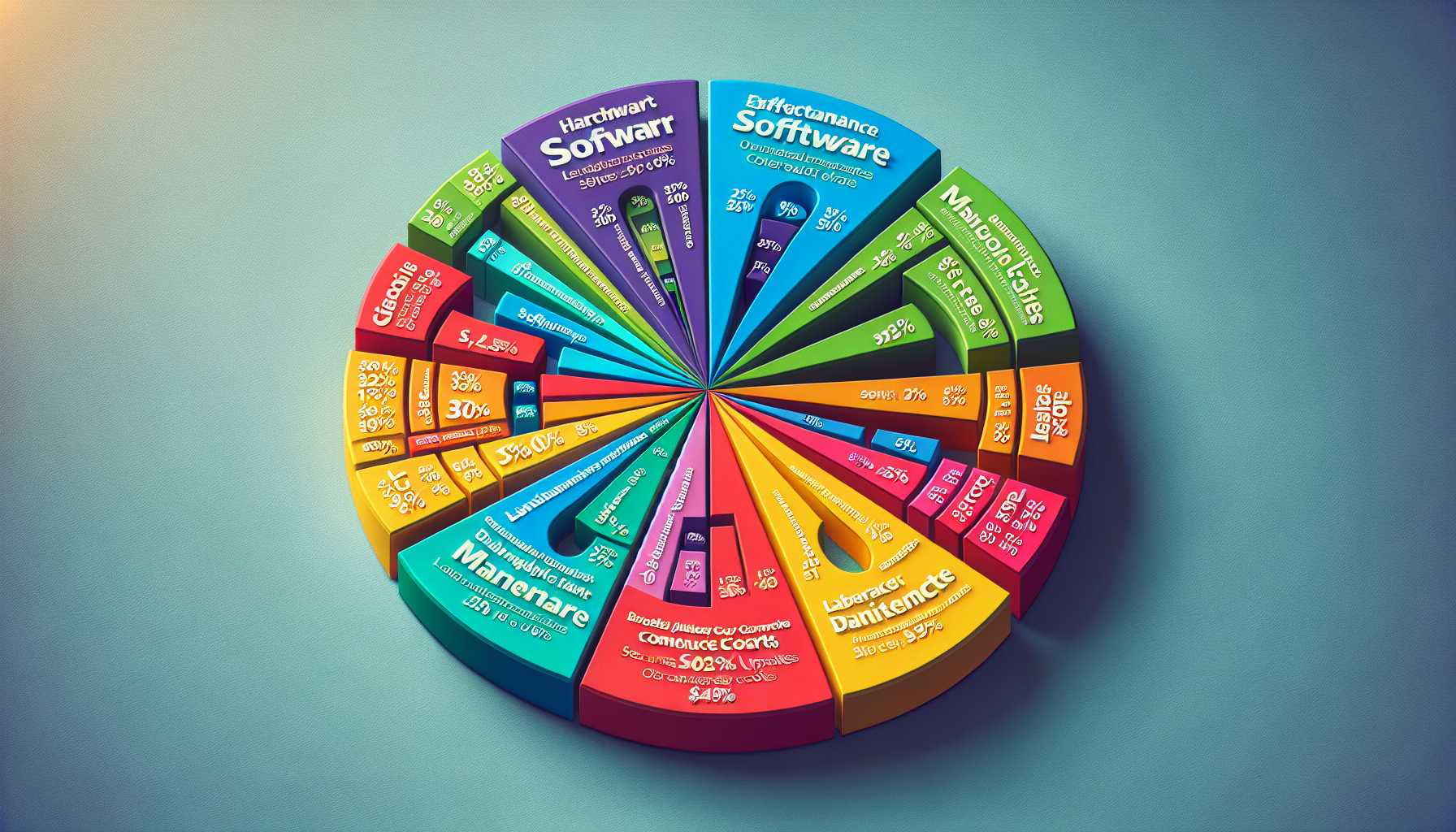 Colorful pie chart showing the breakdown of costs for Extended Security Updates for businesses and educational organizations