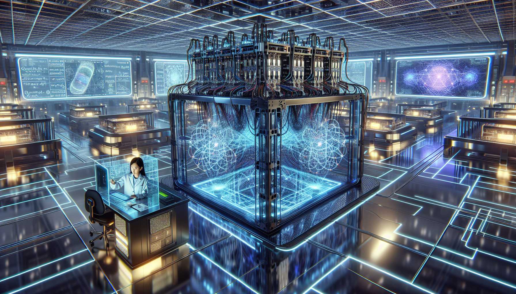 Quantum computer in a futuristic laboratory