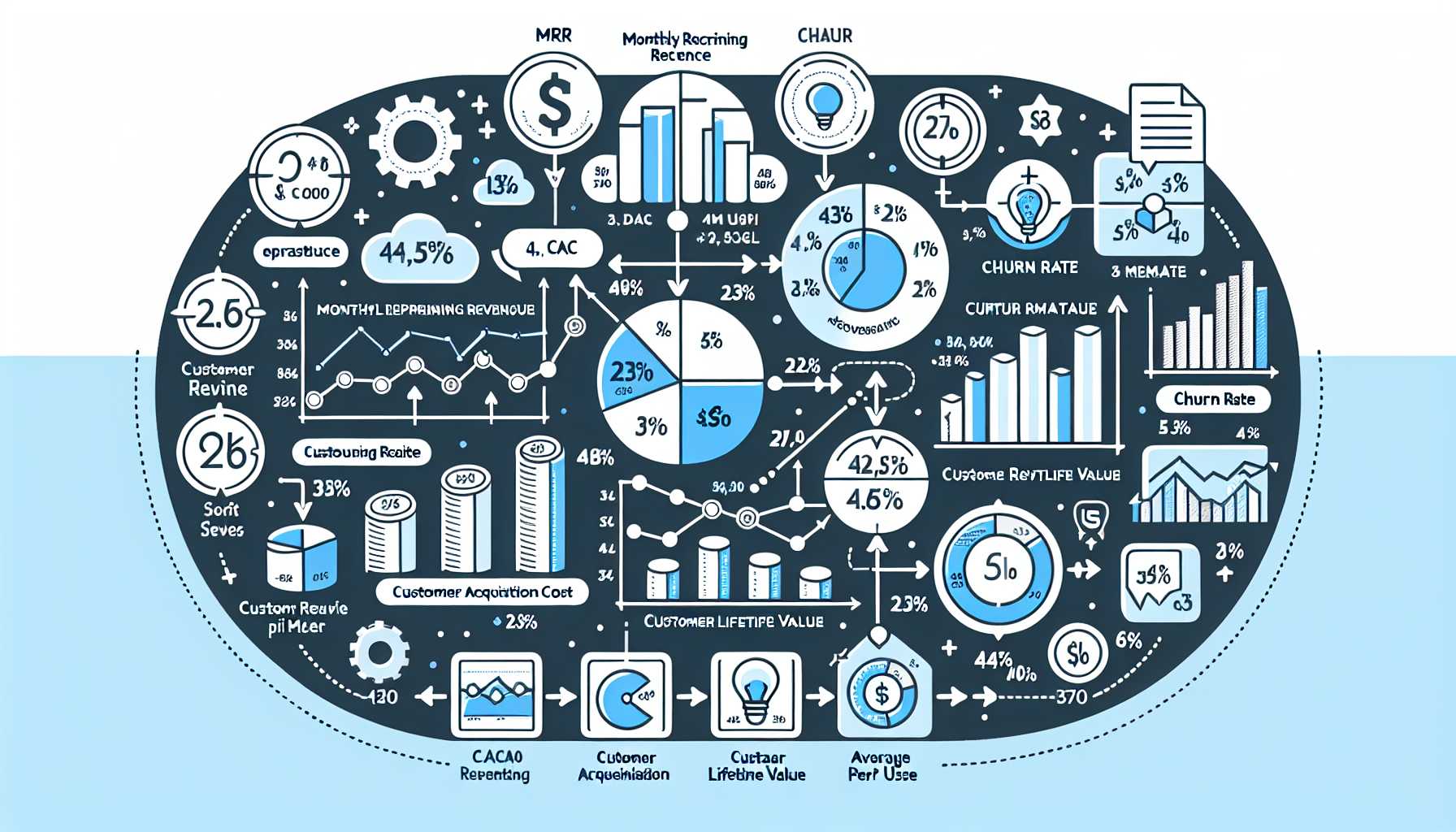 a detailed diagram of SaaS key performance indicators and metrics