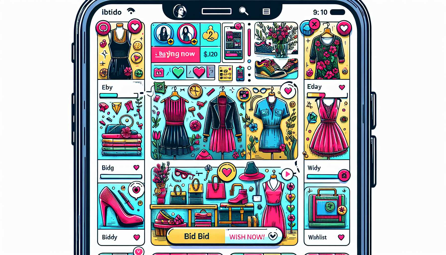 AI fashion carousel on eBay's mobile app interface