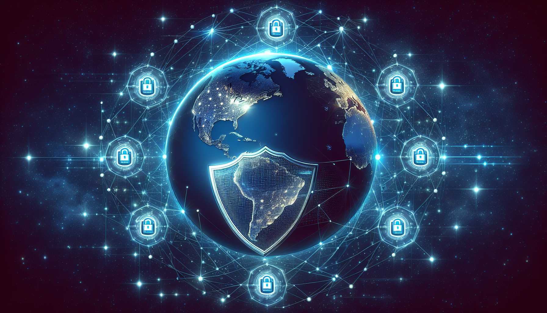 Digital representation of secure VPN connection around the globe