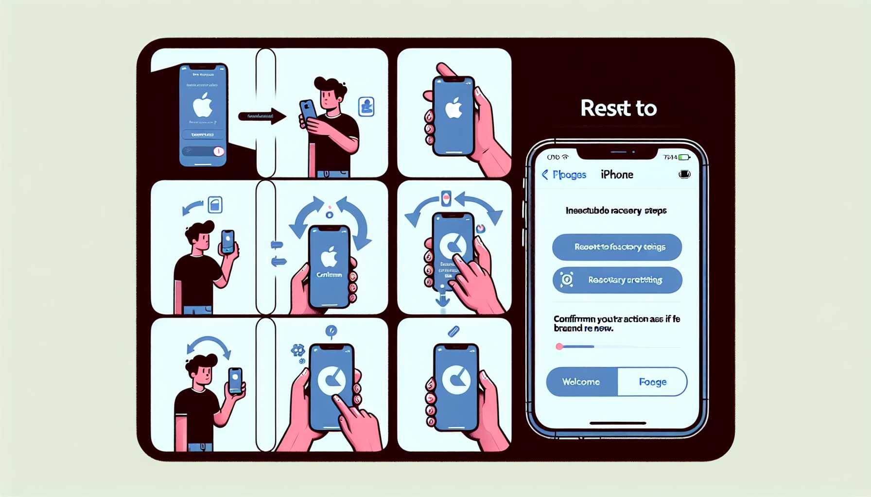 Animated process of resetting an iPhone to factory settings