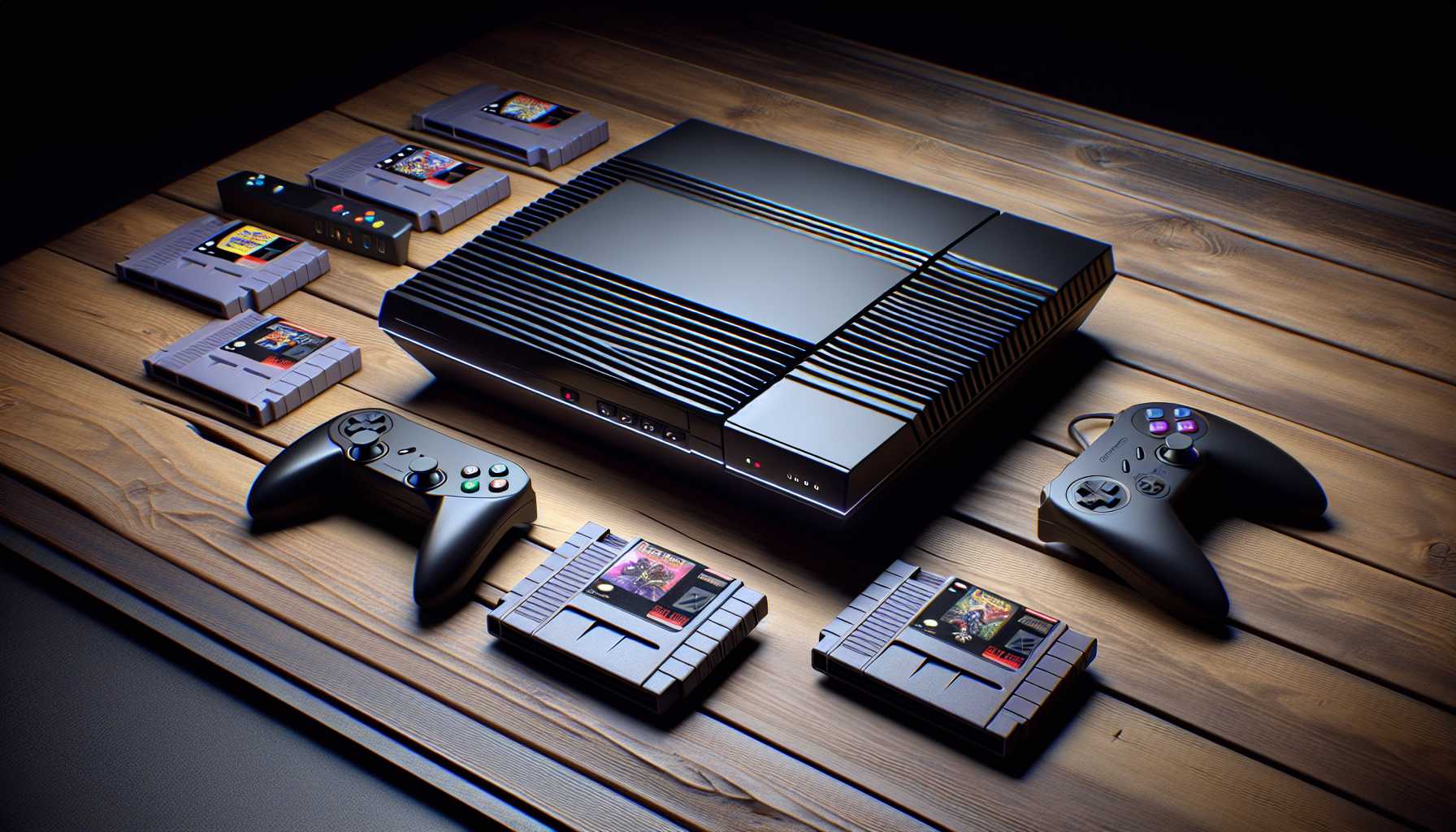 Gaming console with retro video game cartridges