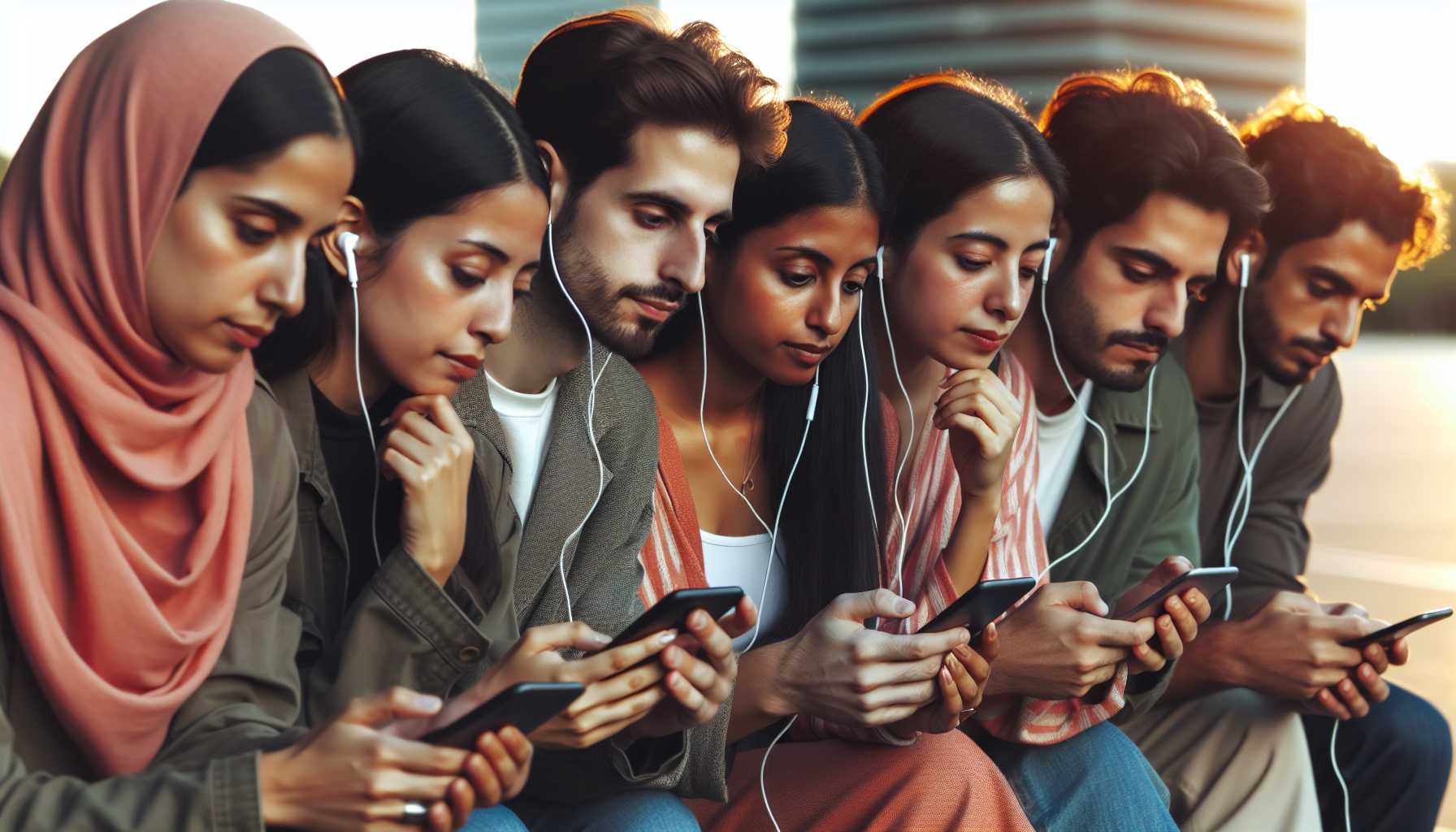 a group of people listening to podcasts on their smartphones