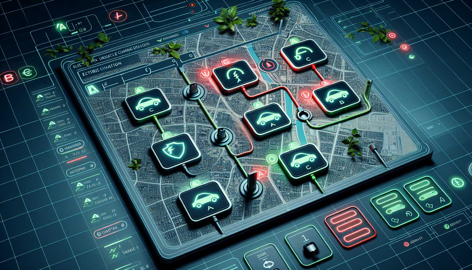 an interface displaying electric vehicle charging stations with letter grades indicating their reliability