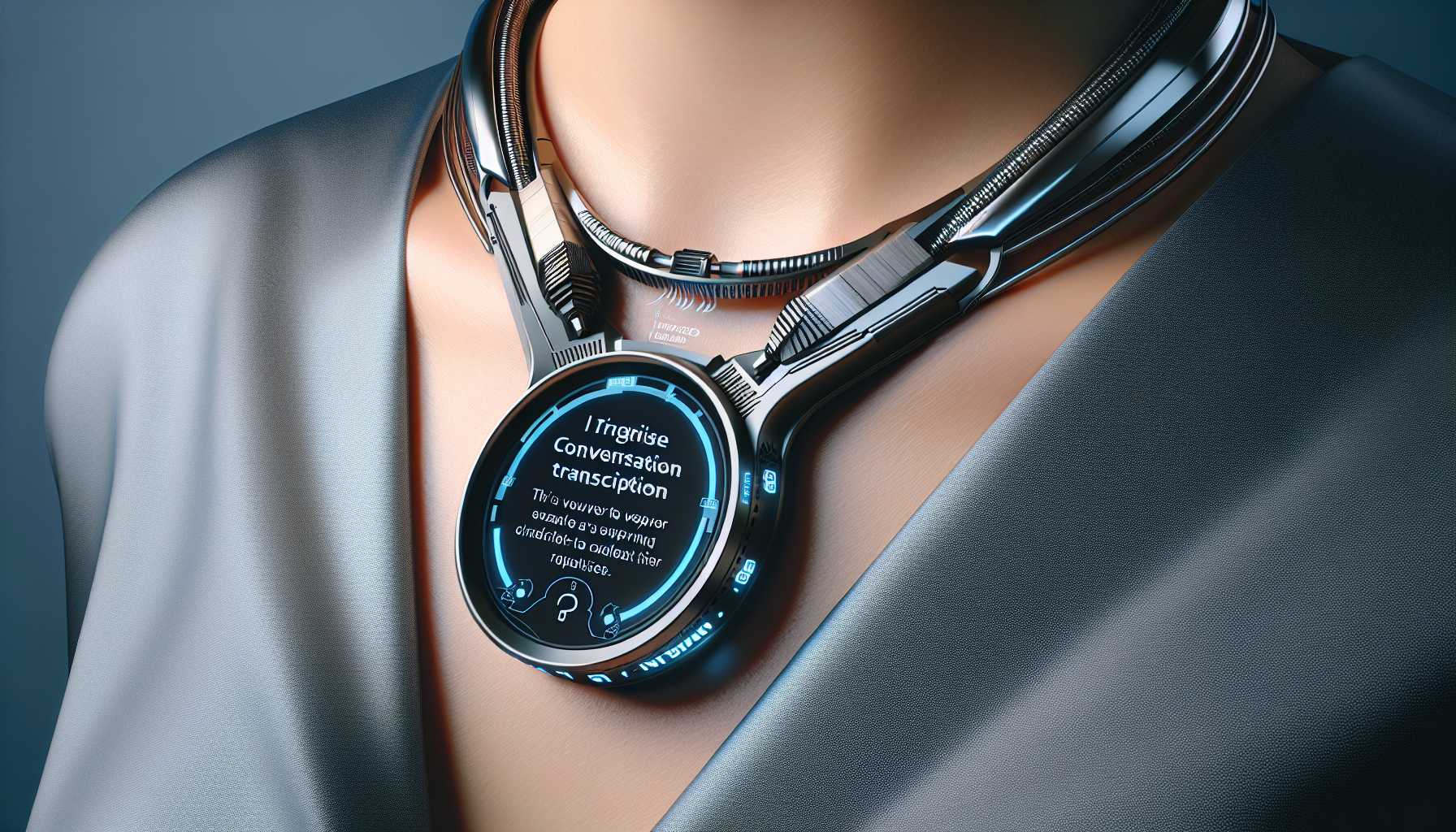 a smart AI device necklace capturing and transcribing conversations in real time