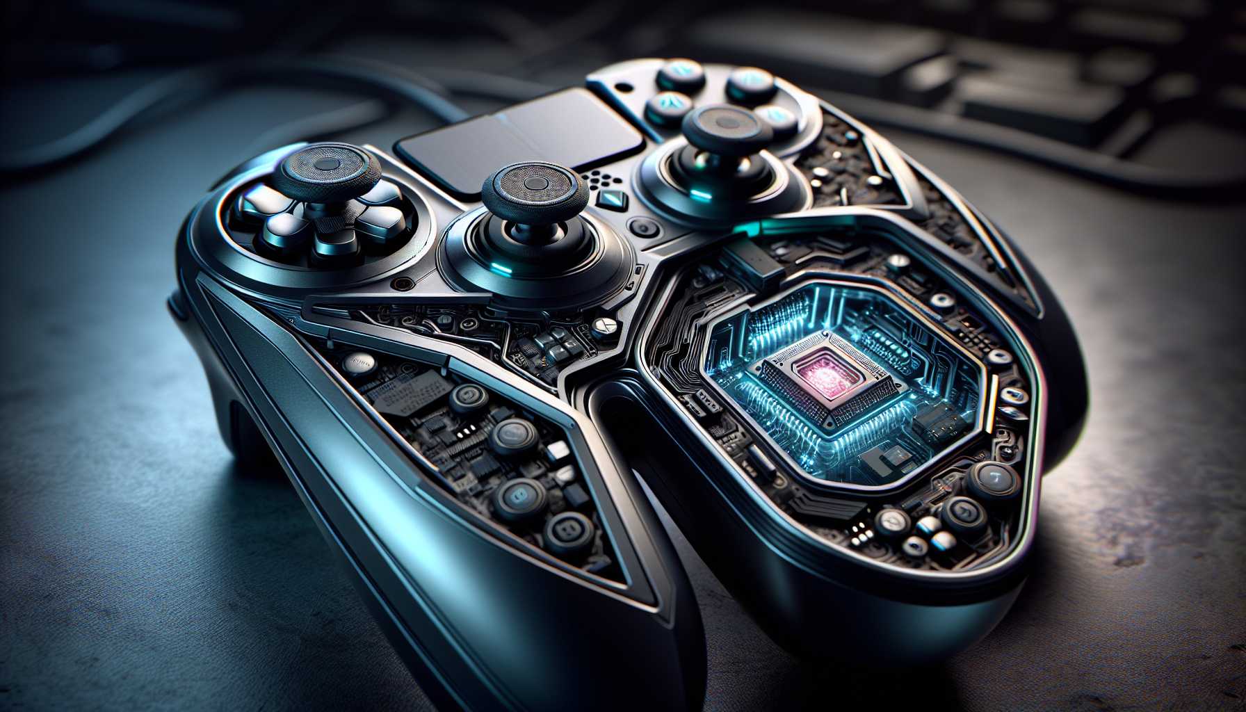 High-tech gaming controllers with a security chip visible