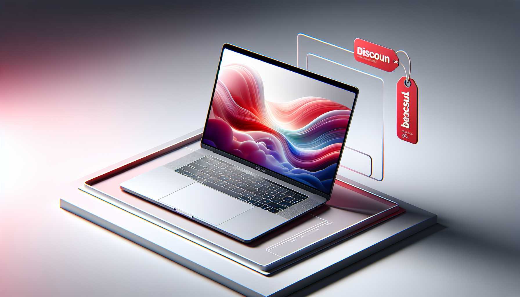 stylish advertisement for a discounted MacBook Air