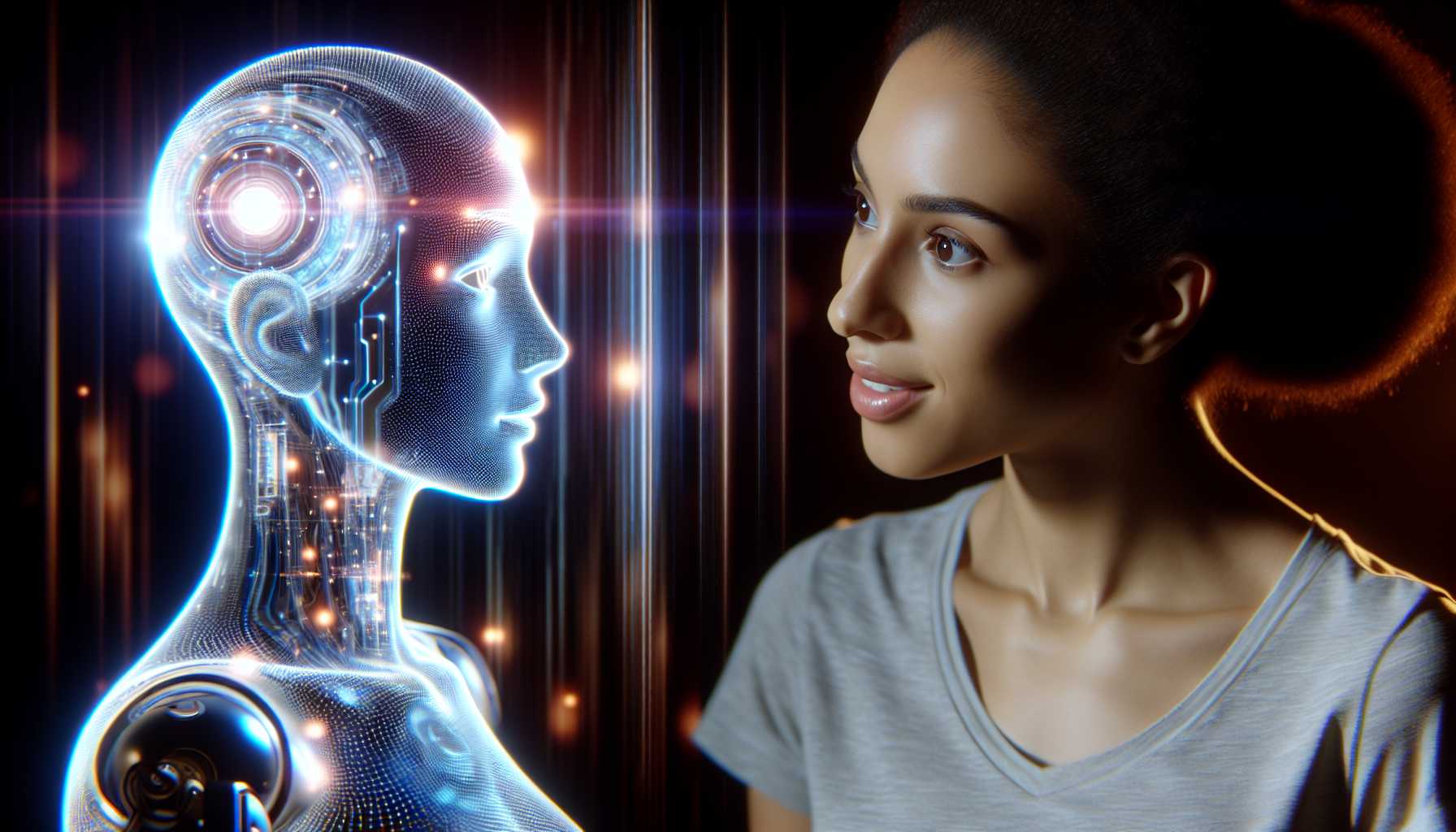 AI-generated talking head digitally conversing with a human