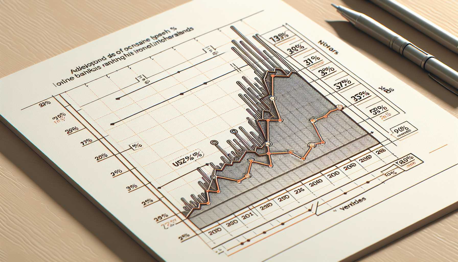 Graph showing the adoption rate of online banking in the Netherlands