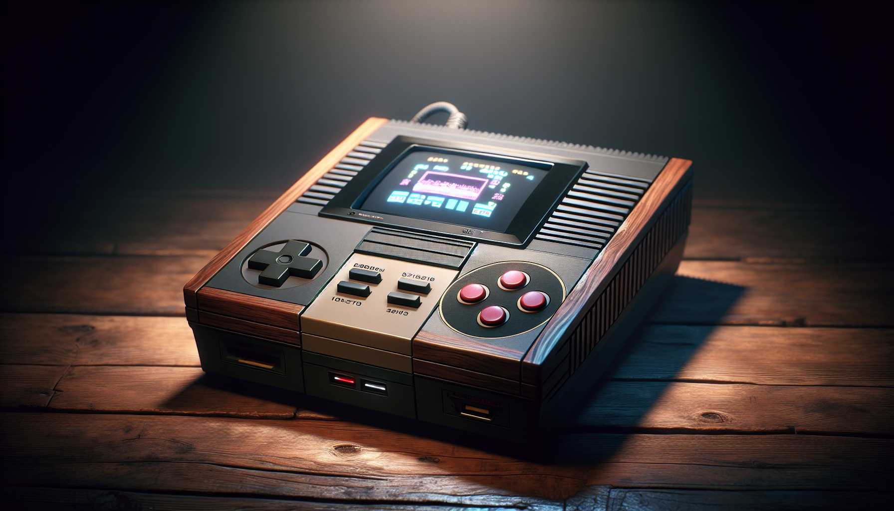 vintage video game console with modern touchscreen