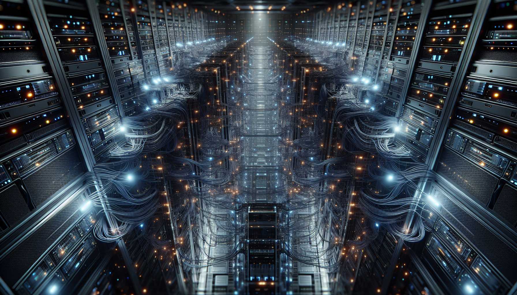 A massive server system within a data center, representing the importance of AI hardware