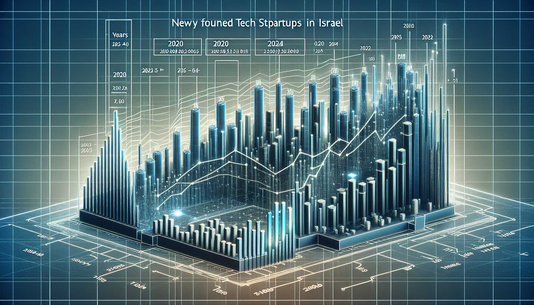 A graph showing the growth of new tech startups in Israel from 2020 to 2024