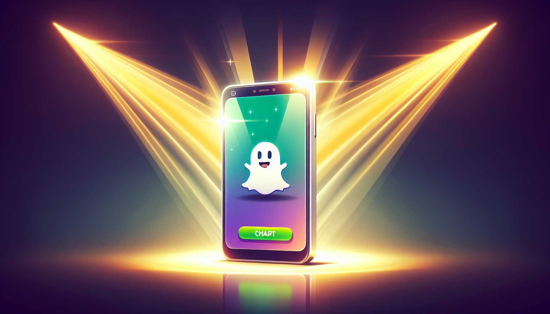 Snapchat app on a smartphone with bright spotlight beams