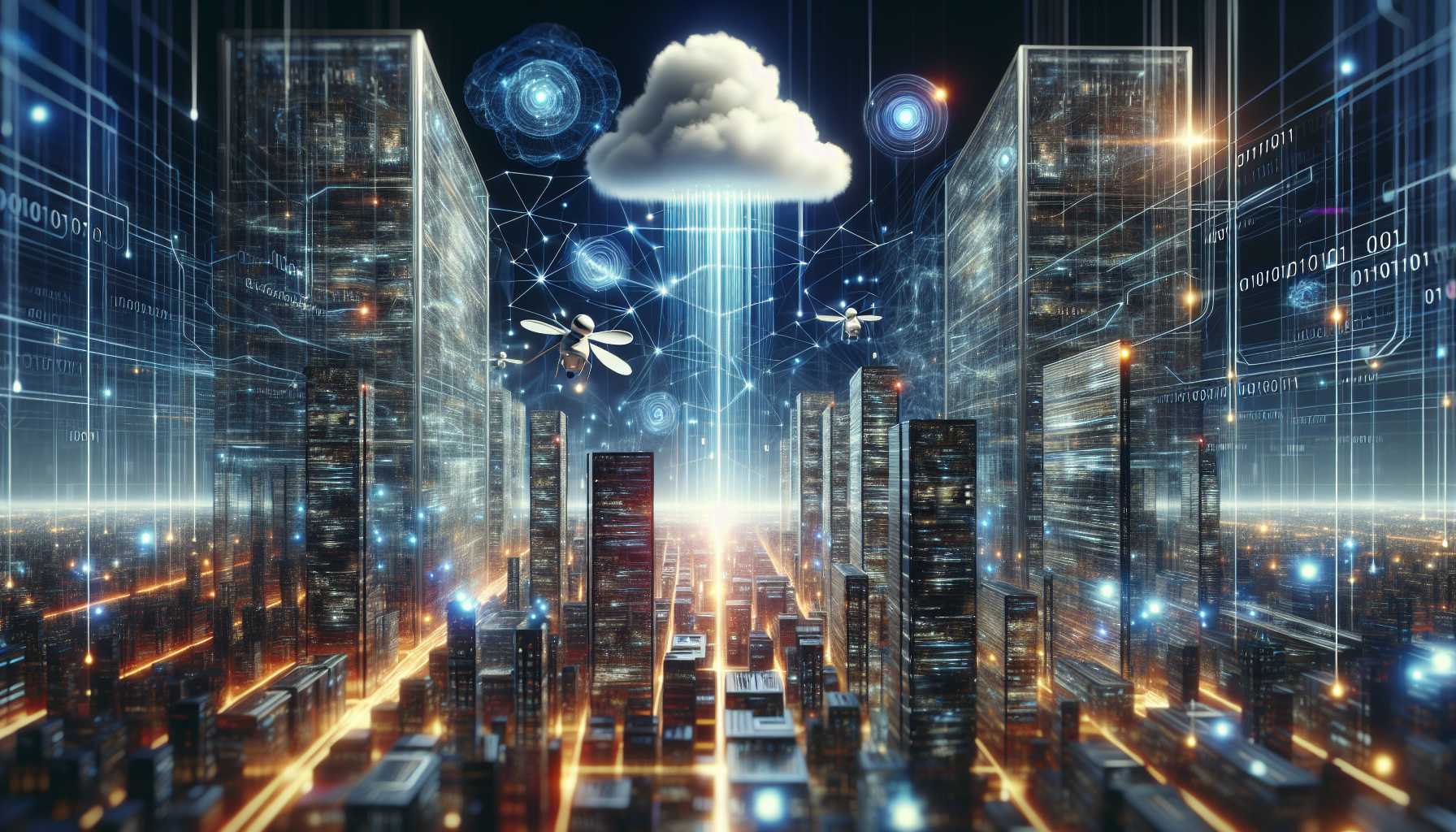 Futuristic cloud infrastructure and AI concept