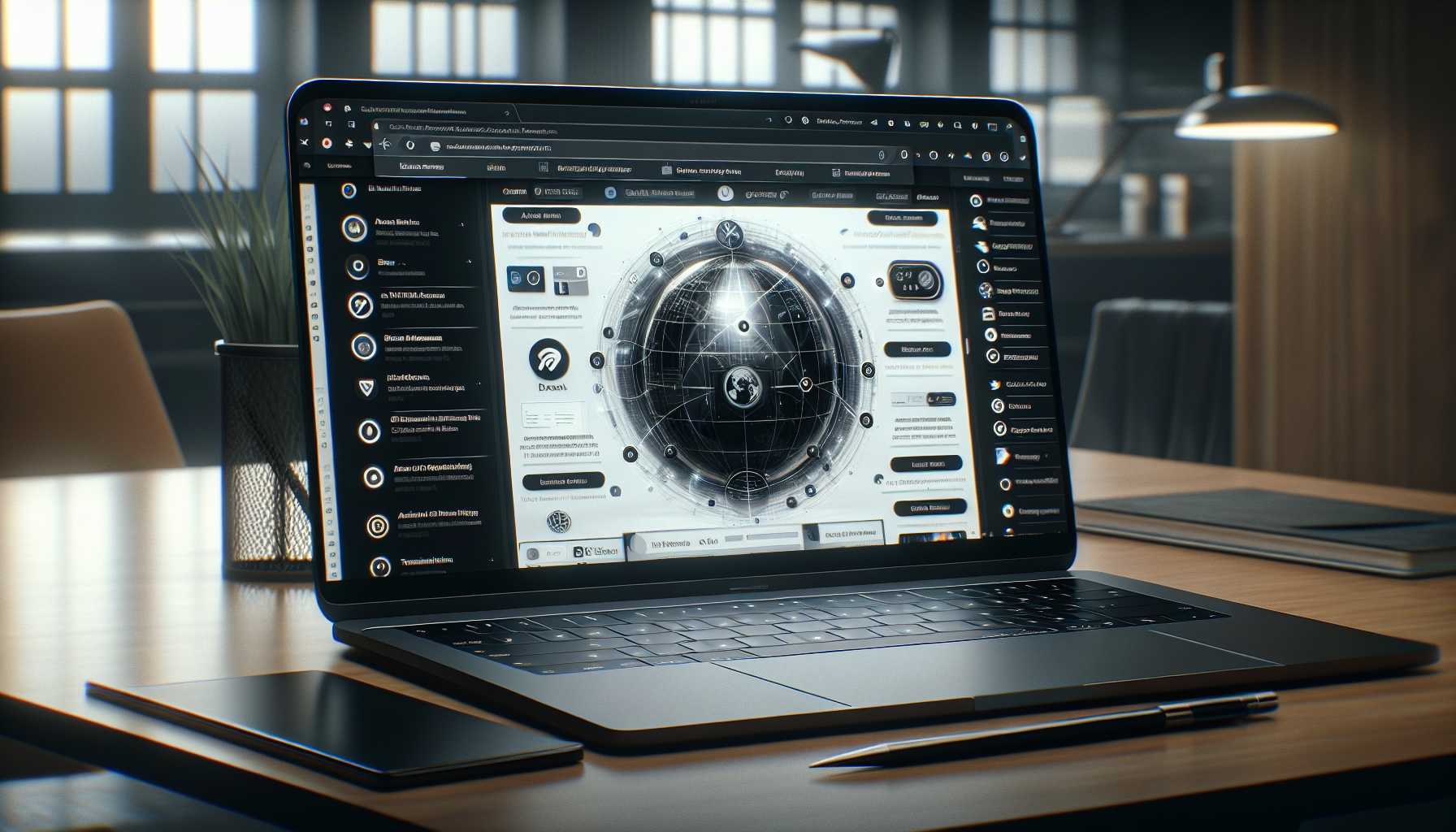 an open laptop showing a browser with innovative features