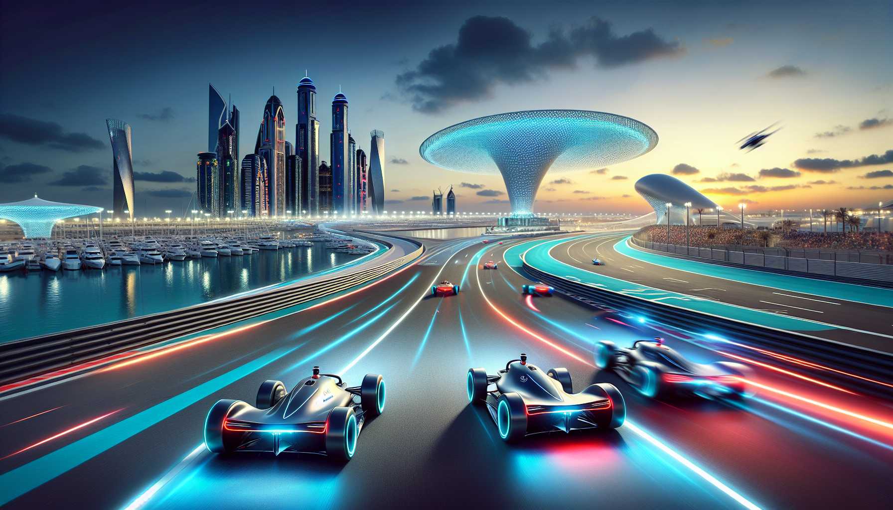 driverless race cars on Abu Dhabi Yas Marina Circuit