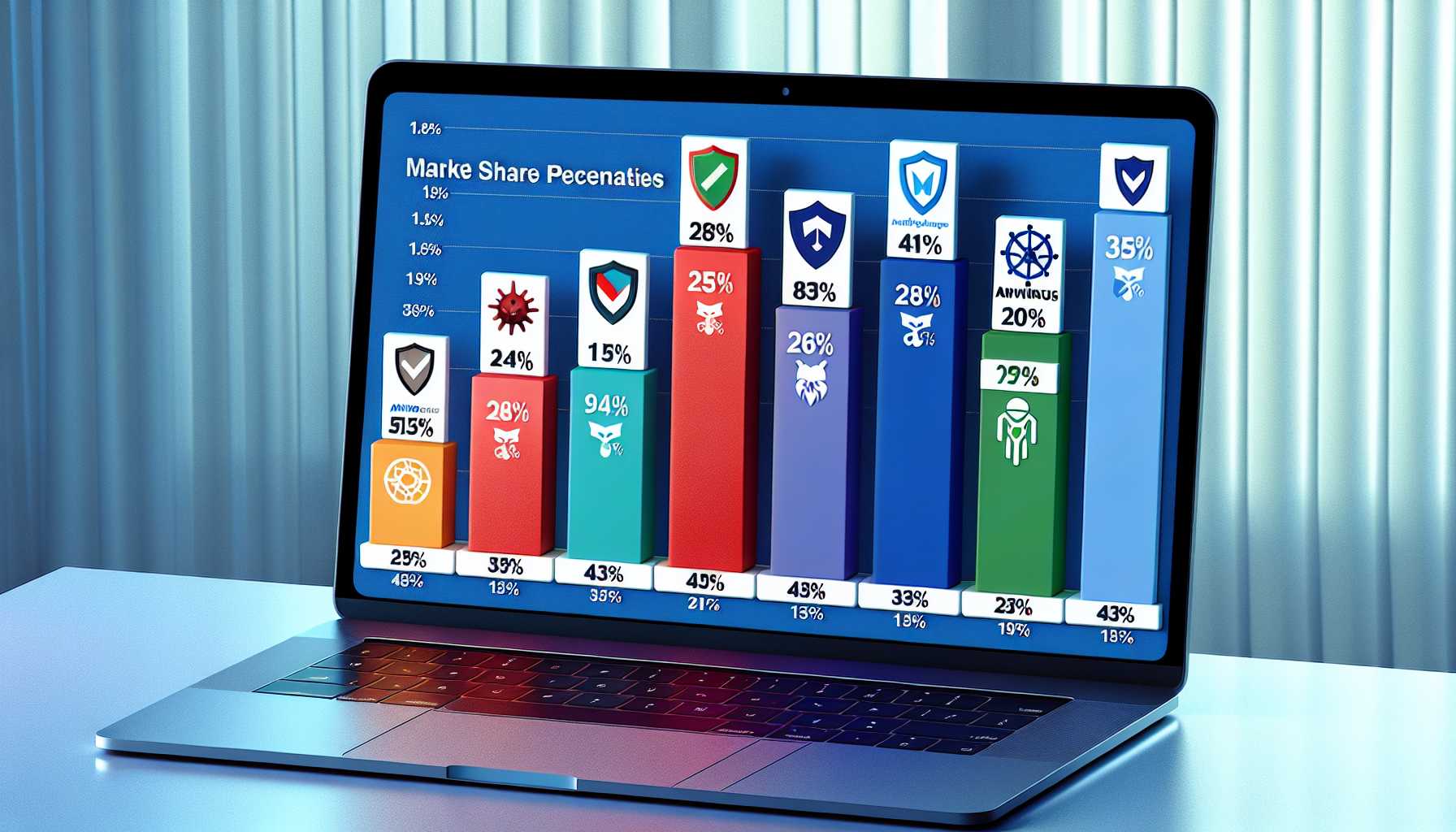 A bar graph showing the market share of the top 5 antivirus programs in the UK.