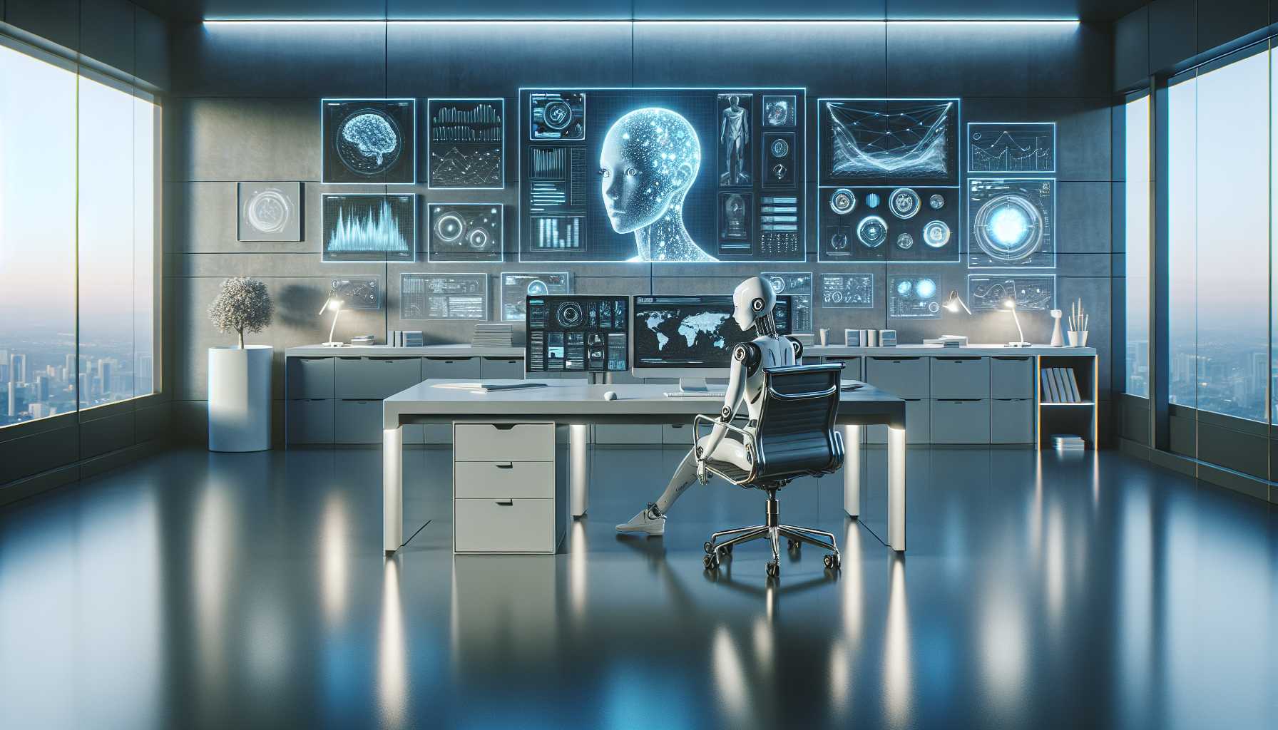 modern office with AI concept art