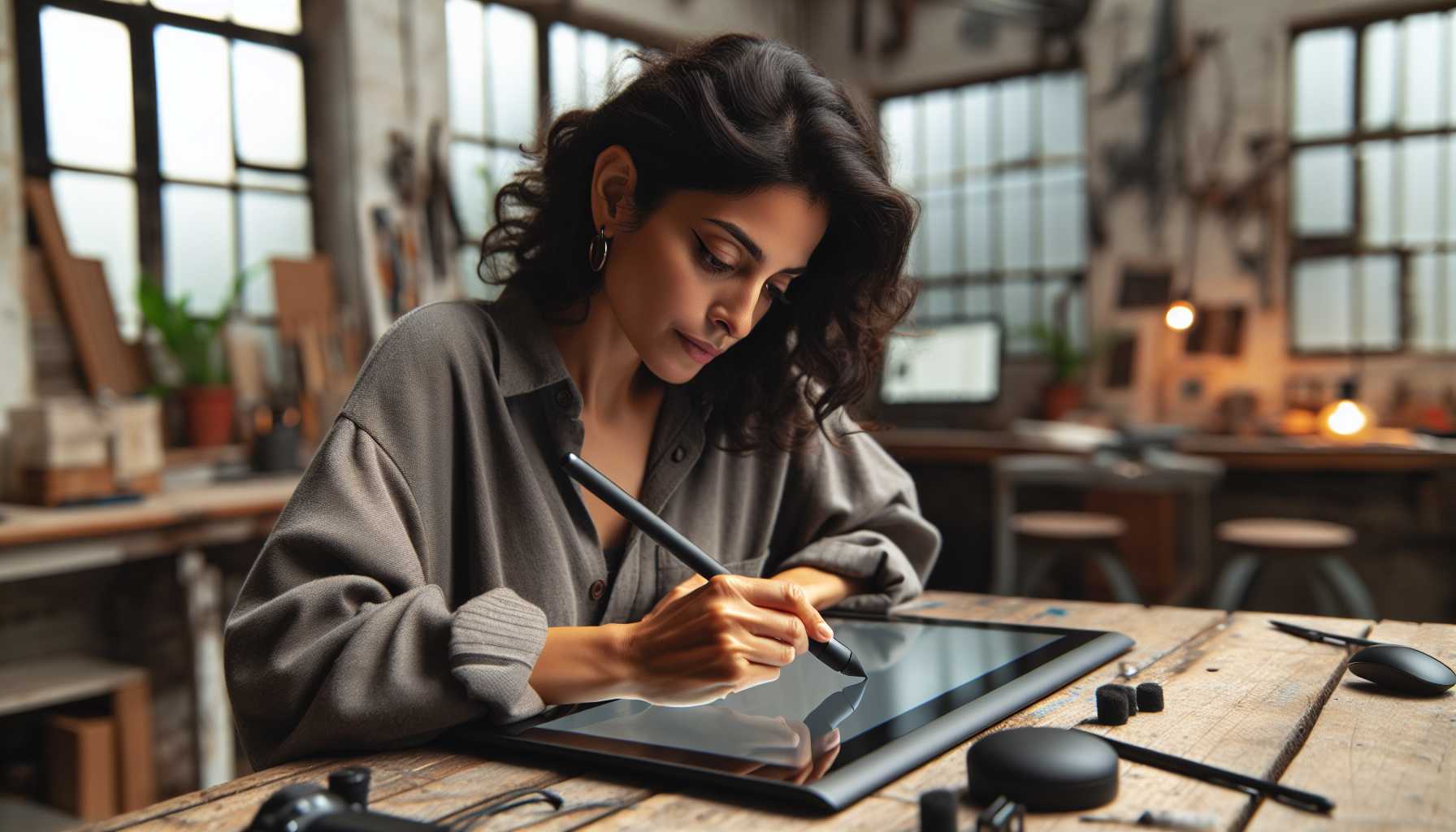 an artist drawing on an iPad using an upgraded Apple Pencil with haptic feedback