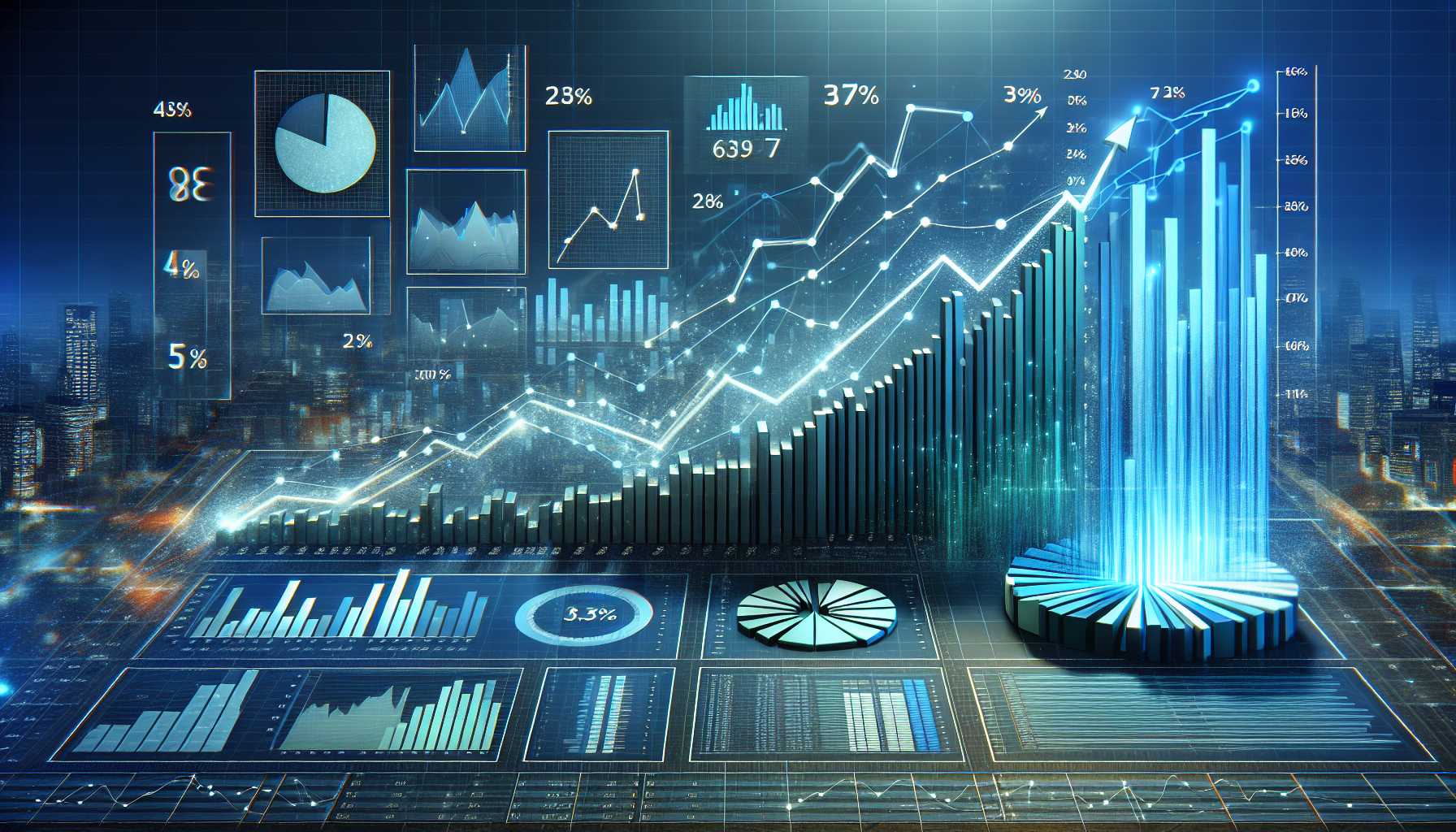 exploding growth on a data analytics dashboard concept