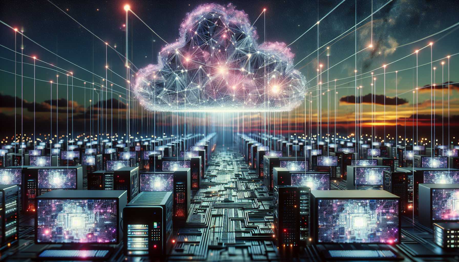 futuristic image of AI and cloud network technology