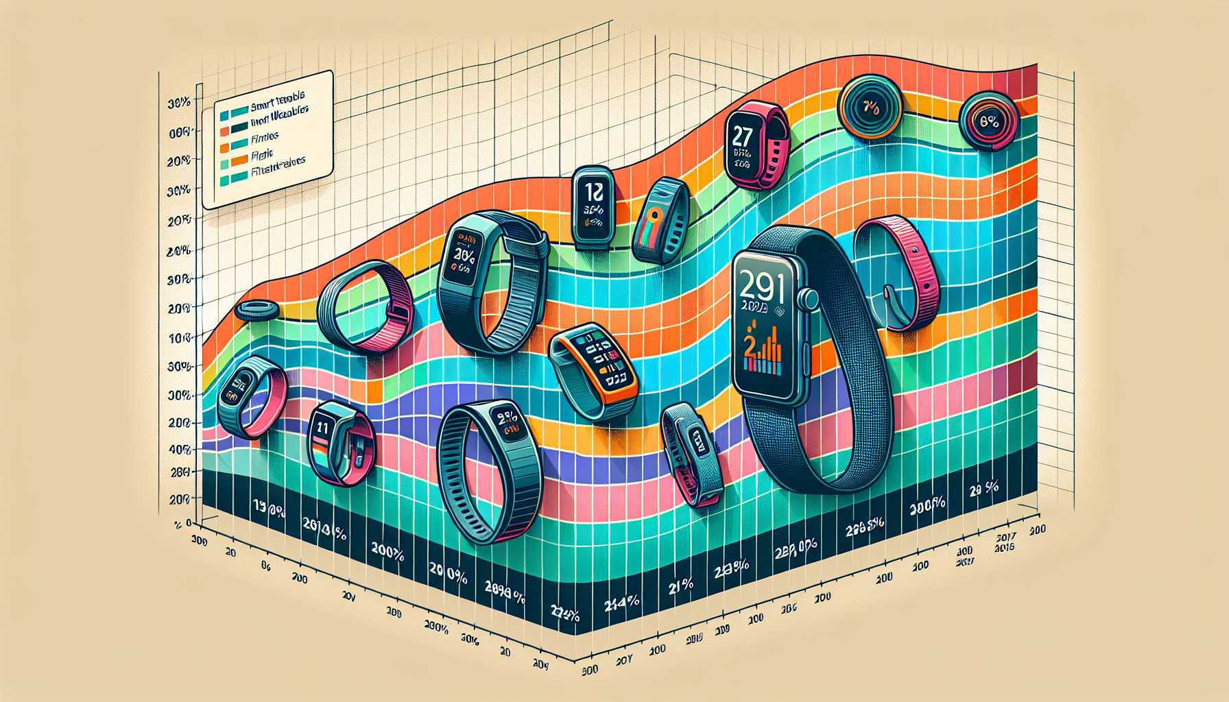 A graph showing the percentage of UK adults using smart wearables from 2021 to 2022