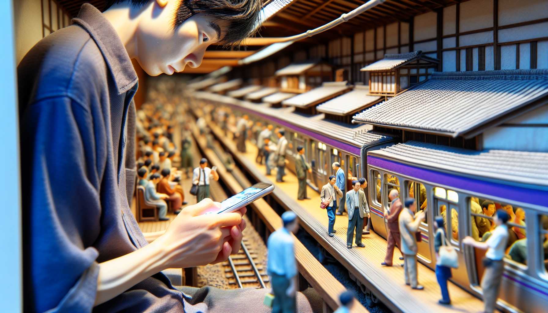 A person in Japan using their smartphone on the train