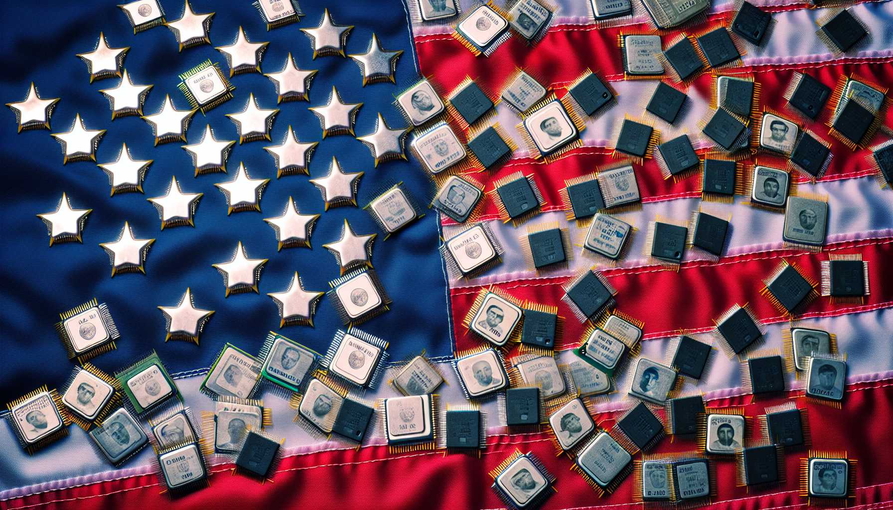 U.S. flag with silicon chips and revoked licenses