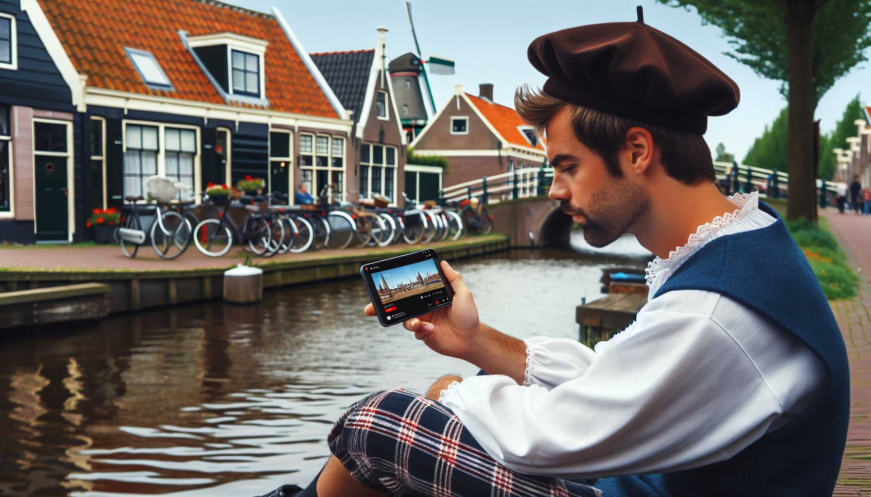 A person watching YouTube videos on their phone in the Netherlands