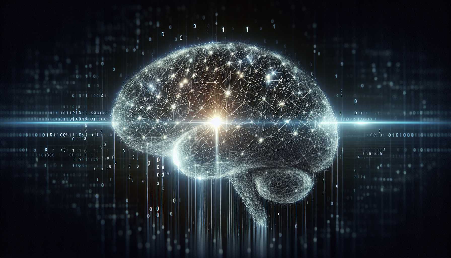 Artificial intelligence concept with interconnected digital brain