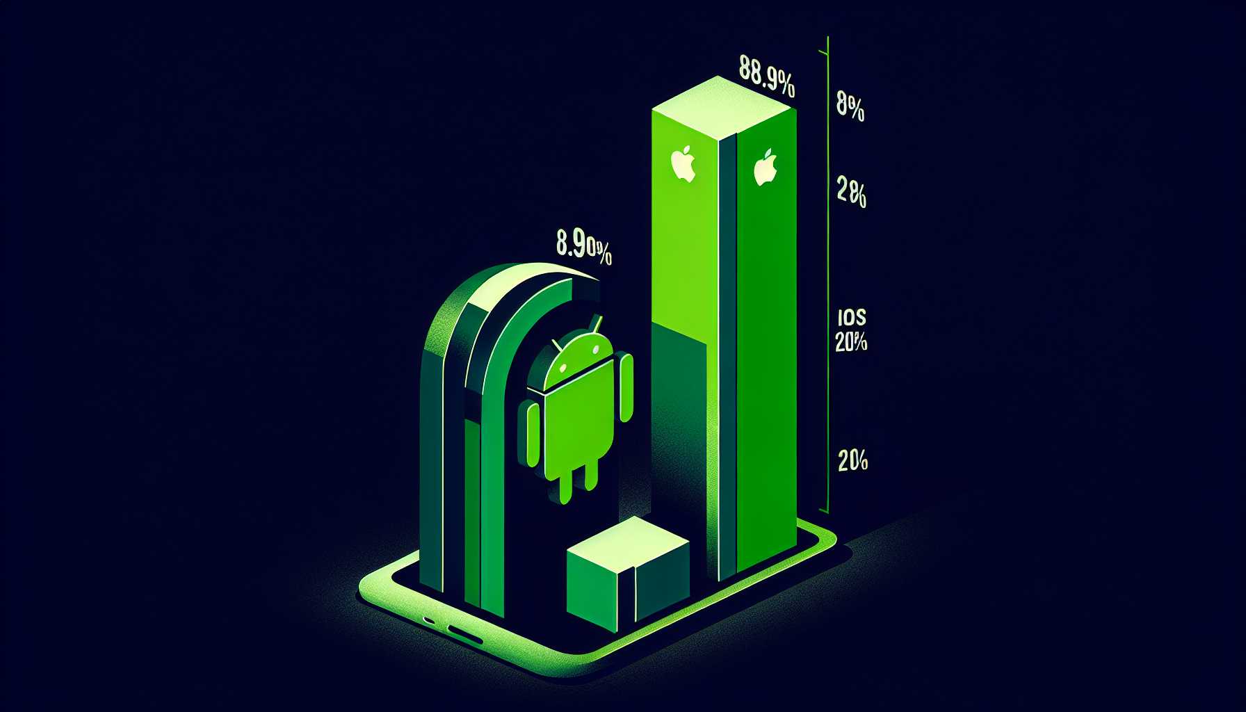 A bar graph showing Android's market share of 78.96% and iOS's market share of 20.83% in South Africa.