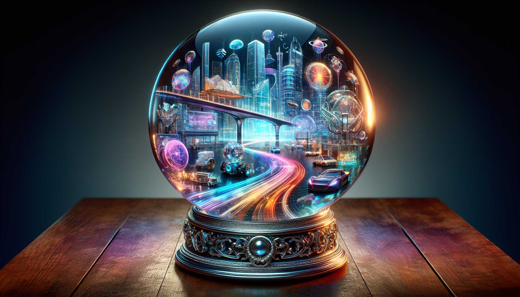 A crystal ball showing future technology and innovation