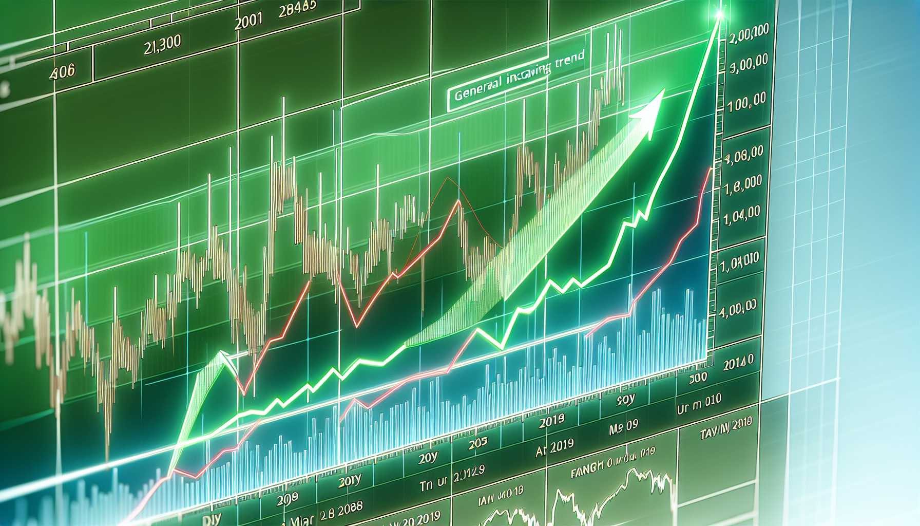 A graph showing the upward trend of Nvidia stock prices