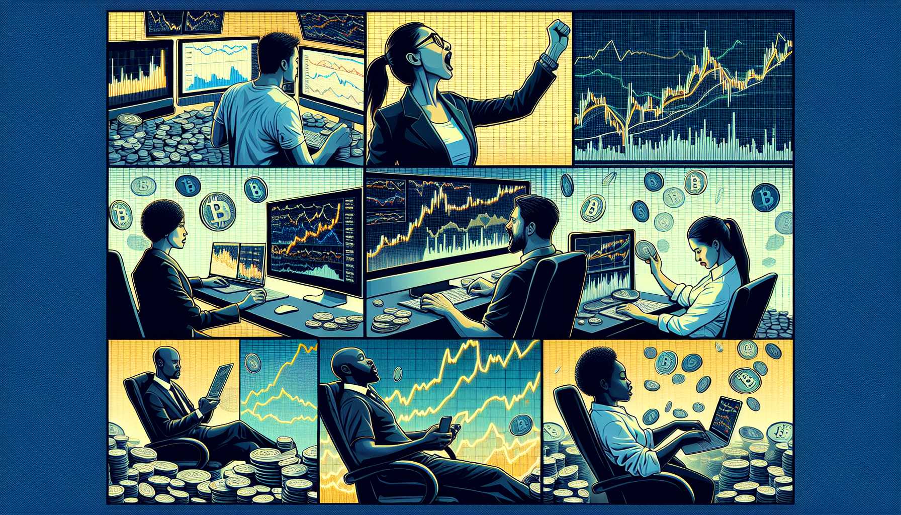 A visual representation of diverse investment scenarios in the cryptocurrency market